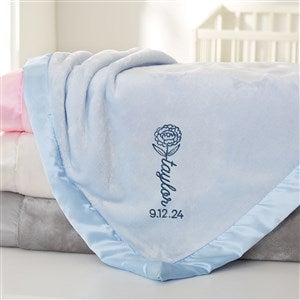 Baby Birth Flower Name Embroidered Baby Blanket - Blue - 48394-B