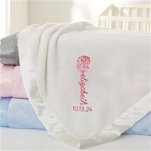 Baby Birth Flower Name Embroidered Baby Blanket - Ivory - 48394-I