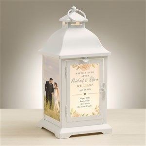 Floral Anniversary Personalized White Metal LED Lantern - 48432