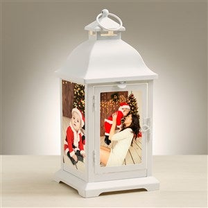 Holiday Photo Personalized White Metal LED Lantern - 48434