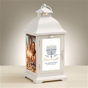 Spirit of Hanukkah Personalized White Metal LED Lantern - 48441