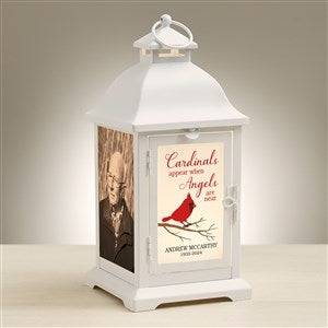 Cardinal Memorial Personalized White Metal LED Lantern - 48442