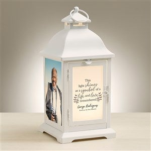 Life and Love Remembered Personalized White Metal LED Lantern - 48445