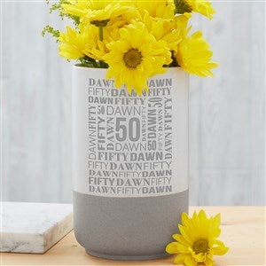 Repeating Birthday Personalized Cement Vase - 48461