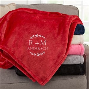 Wedding Initials Embroidered Fleece Throw Blanket - Red - 50x60 - 48465-SR