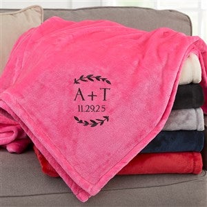 Wedding Initials Embroidered Fleece Throw Blanket - Pink - 50x60 - 48465-SP