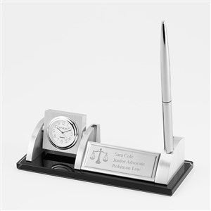 Engraved Logo Spinning Clock and Pen Stand - 48468