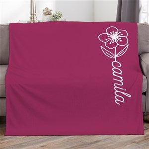 Birth Flower Name Personalized 50x60 Plush Fleece Blanket - 48471-F