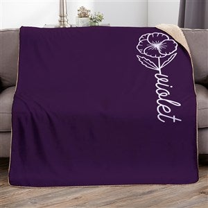 Birth Flower Name Personalized 50x60 Sherpa Blanket - 48471-S