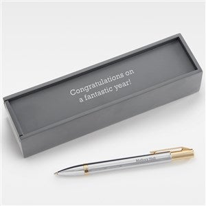 Engraved Silver  Gold Ballpoint Pen and Box - 48490