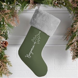 Scripted Christmas Tree Personalized Grey Faux Fur Christmas Stockings - 48557-GF