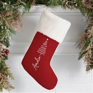 Scripted Christmas Tree Personalized Ivory Faux Fur Christmas Stockings - 48557-IF