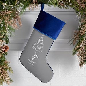 Scripted Christmas Tree Personalized Blue Christmas Stockings - 48557-BL