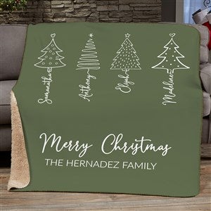 Scripted Christmas Tree Personalized Sherpa Fleece Blanket - 50x60 - 48559-S