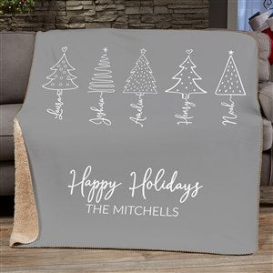 Scripted Christmas Tree Personalized Sherpa Fleece Blanket - 60x80 - 48559-SL