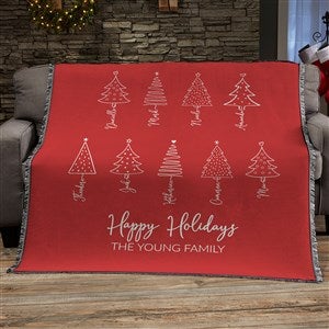 Scripted Christmas Tree Personalized 56x60 Woven Throw Blanket - 48559-A