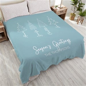 Scripted Christmas Tree Personalized Plush Fleece Blanket - Queen - 48559-QU