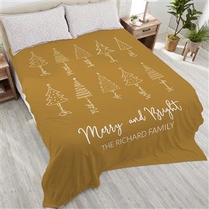 Scripted Christmas Tree Personalized 90x108 Plush King Fleece Blanket - 48559-K