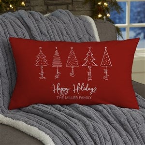 Scripted Christmas Tree Personalized Lumbar Velvet Throw Pillow - 48560-LBV