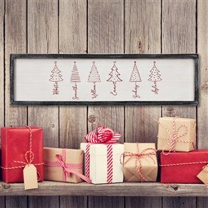 Scripted Christmas Tree Personalized Blackwashed Frame Wall Art- 30 x 8 - 48565B-30x8