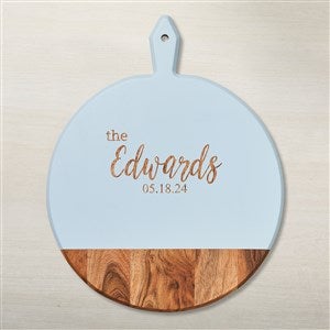 Personalized Acacia Blue Round Board with Handle-Last Name - 48612D-N