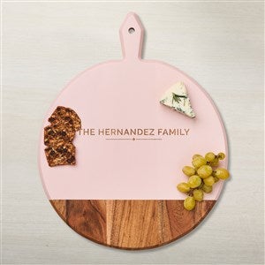 Personalized Acacia Pink Round Board with Handle-Family Name - 48613D-F