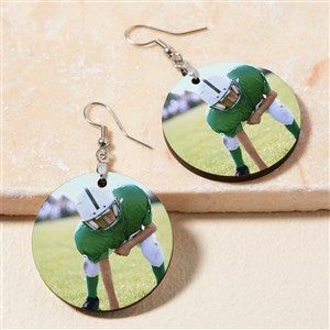 Sports Photo Printed Round Dangle Earrings - 48647