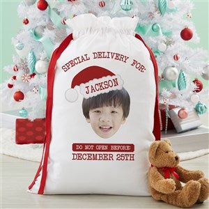 Christmas Character Personalized Photo Canvas Drawstring Santa Sack - Large - 48664-L