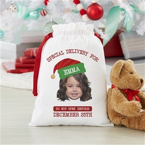 Christmas Character Personalized Photo Canvas Drawstring Santa Sack - Small - 48664-S