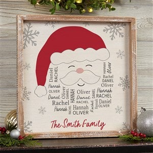 Santa Repeating Name Personalized Whitewashed Frame Wall Art- 12quot; x 12quot; - 48682-12x12