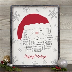 Santa Repeating Name Personalized Blackwashed Frame Wall Art- 14quot; x 18quot; - 48682B-14x18