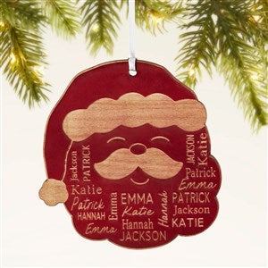 Santa Repeating Name Personalized Wood Ornament- Red Maple - 48686-R