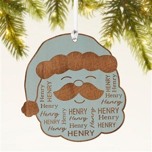 Santa Repeating Name Personalized Wood Ornament- Blue Stain - 48686-B