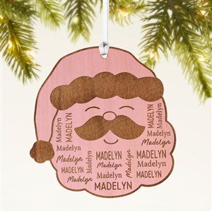 Santa Repeating Name Personalized Wood Ornament- Pink Stain - 48686-P