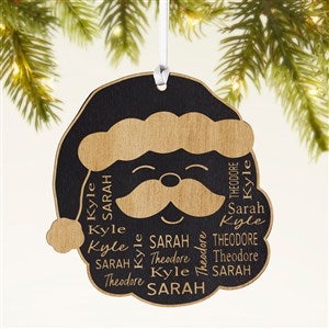 Santa Repeating Name Personalized Wood Ornament- Black - 48686-BLK