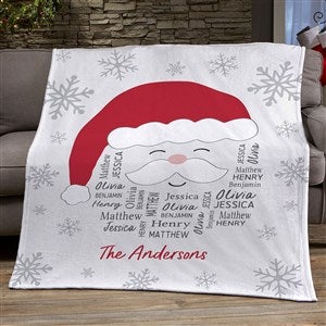 Santa Repeating Name Personalized Christmas 50x60 Plush Fleece Blanket - 48687-F