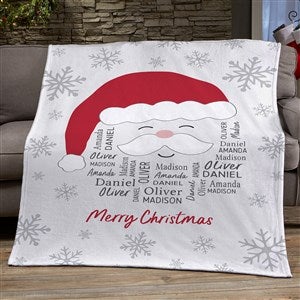 Santa Repeating Name Personalized Christmas 60x80 Plush Fleece Blanket - 48687-L