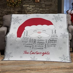 Santa Repeating Name Personalized Christmas 56x60 Woven Throw Blanket - 48687-A