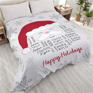 Santa Repeating Name Personalized Christmas Plush Fleece Blanket - King - 48687-K