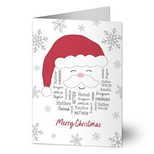 Santa Repeating Name Personalized Holiday Card- Signature - 48688-S