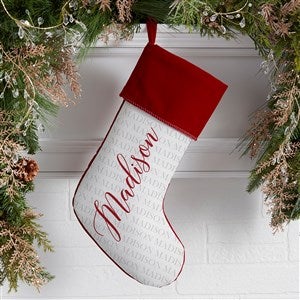 Yuletide Repeating Name Personalized Burgundy Christmas Stockings - 48702-B