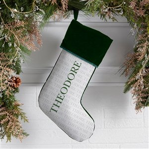 Yuletide Repeating Name Personalized Green Christmas Stockings - 48702-G