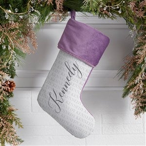 Yuletide Repeating Name Personalized Purple Christmas Stockings - 48702-P