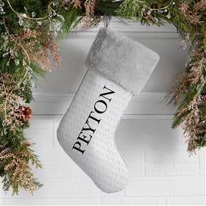 Yuletide Repeating Name Personalized Grey Faux Fur Christmas Stockings - 48702-GF