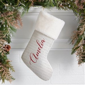 Yuletide Repeating Name Personalized Ivory Faux Fur Christmas Stockings - 48702-IF