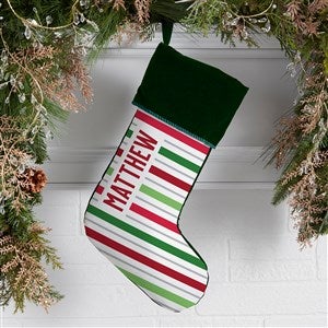 Holiday Stripes Personalized Green Christmas Stockings - 48703-G