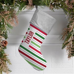 Holiday Stripes Personalized Grey Christmas Stockings - 48703-GR