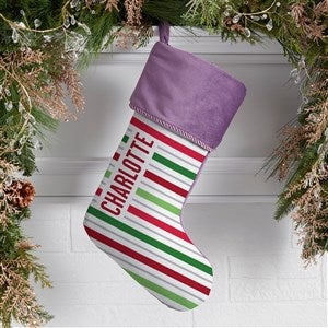 Holiday Stripes Personalized Purple Christmas Stockings - 48703-P