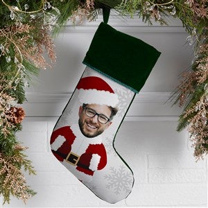 Christmas Character Personalized Photo Green Christmas Stockings - 48704-G