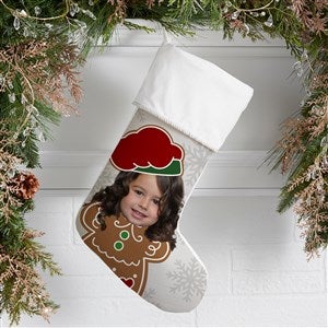 Christmas Character Personalized Photo Ivory Christmas Stockings - 48704-I